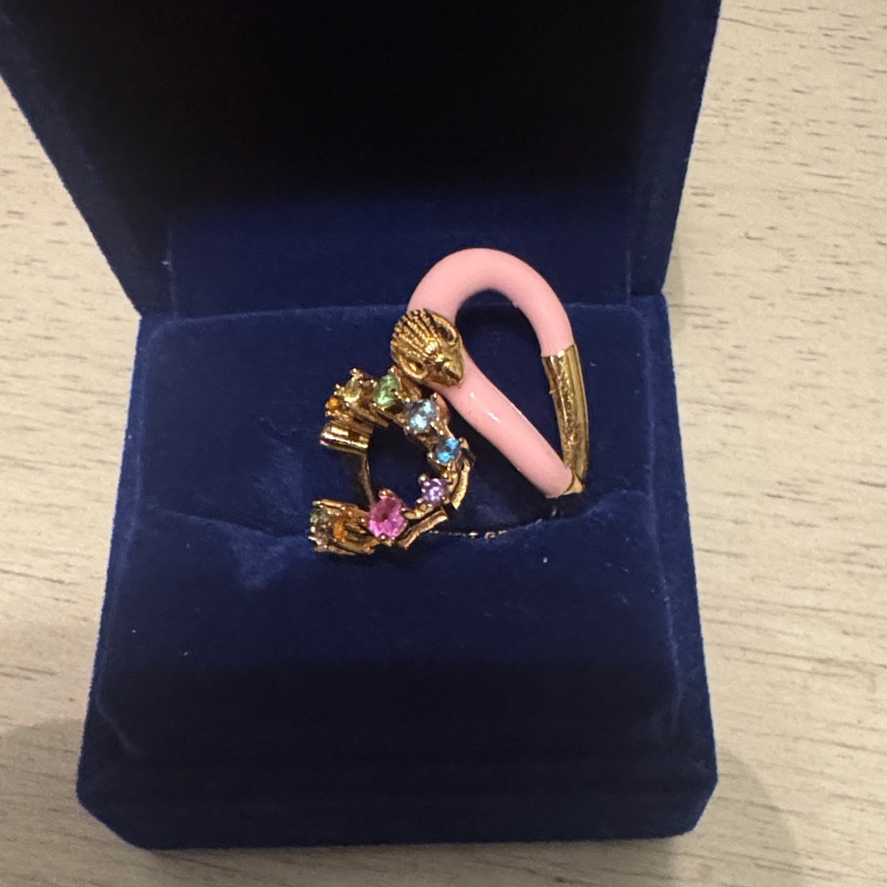 Kurt Geiger Pink and Gold Swan Ring